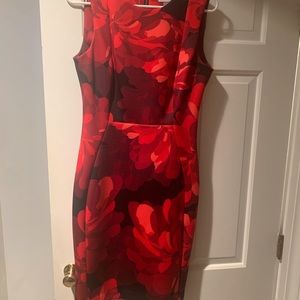 Calvin Klein dress, multi red color. Sleeveless. Size 6.